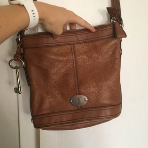 Fossil Brown Leather Crossbody